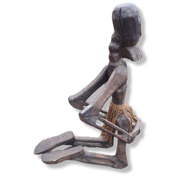 LARGE AUTHENTIC 2' TALL ANTIQUE AFRICAN TRIBAL FERTILITY WOOD CARVING ST… - Picture 12 of 12